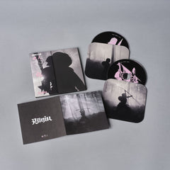 Collection of album or music-related merchandise featuring dark, silhouetted imagery.