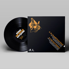 Vinyl record album with black sleeve featuring gold geometric design.