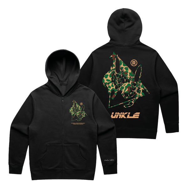 UNKLE Camo Leopard Print Pointman Zip Hood (Black) - PUFF