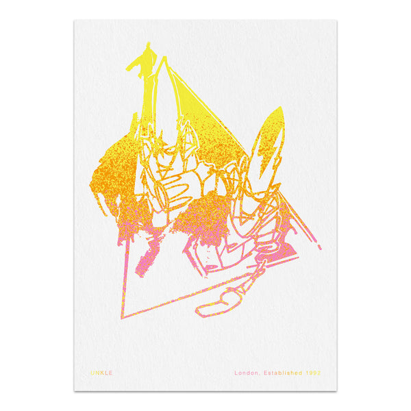 UNKLE Pointman Kiss Logo - Sunrise - A3 Heavyweight Risograph Print