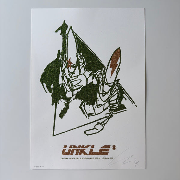 UNKLE Pointman Glitter A3 Print - Green