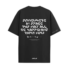 003 Somewhere in Space - Psyence Fiction Text T-Shirt (Black)