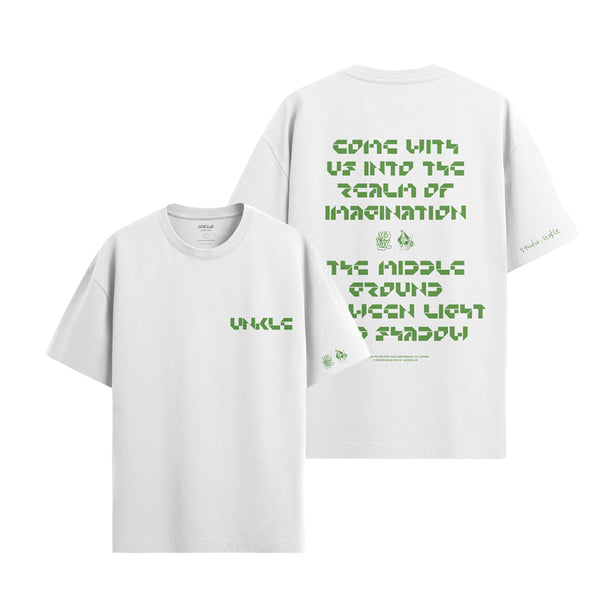 002 Come with Us - Psyence Fiction Text T-Shirt (White)