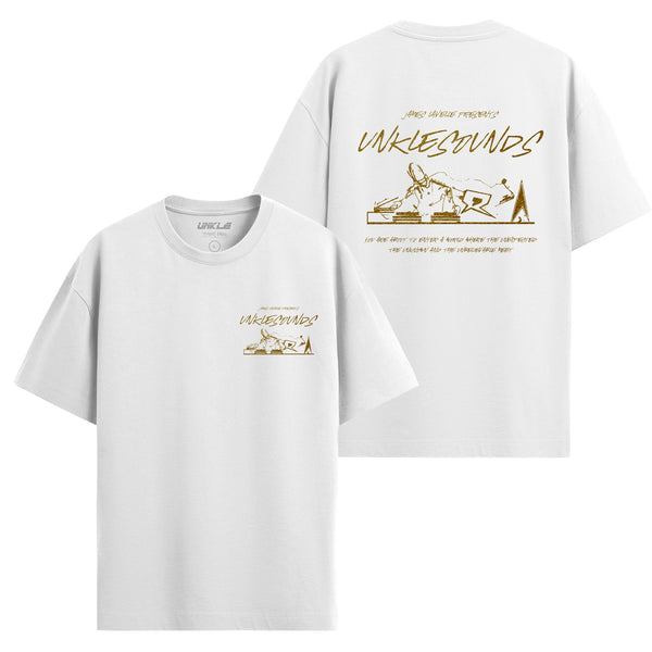 UNKLE Sounds Logo T-Shirt - Gold Glitter (White)